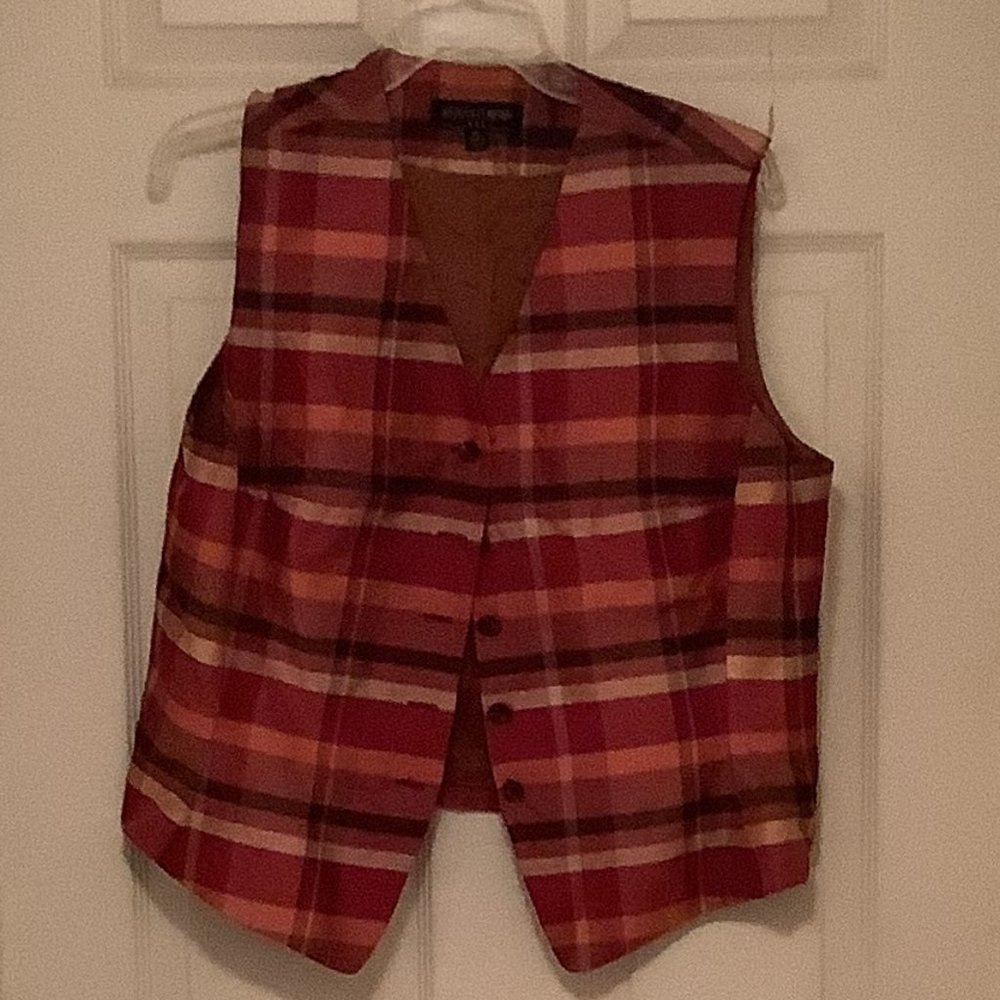 Kasper & Company Silk Plaid Vest 16